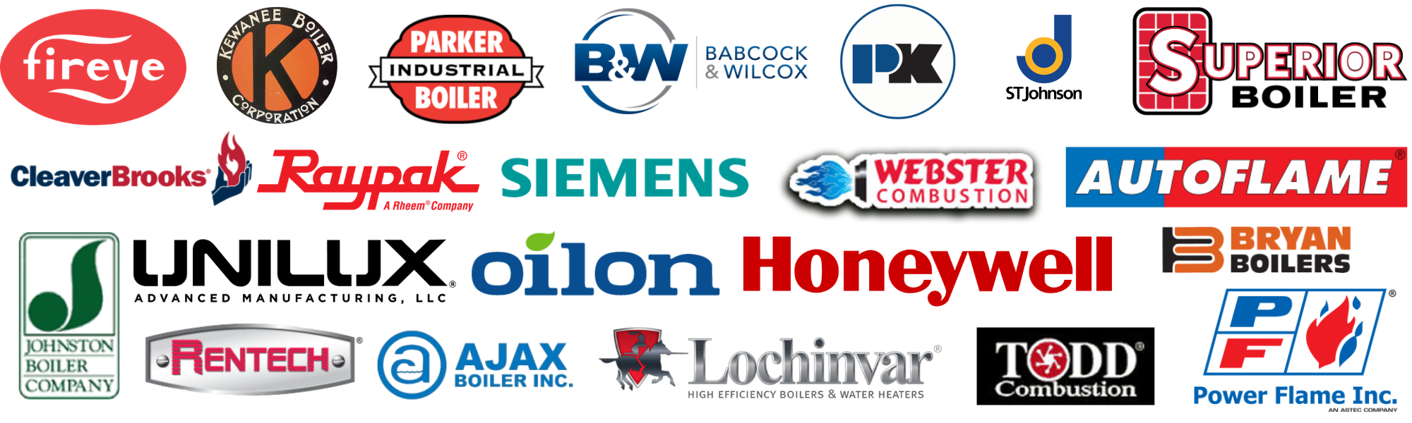 Boiler brands serviced by Coastal Boiler Works