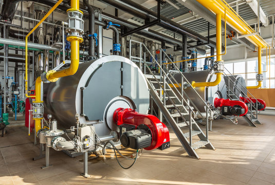 Commercial boiler room serviced by Coastal Boiler Works